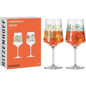Ritzenhoff Cocktailgläser Sommerrausch Aperizzo, Aperitifglas, aus Kristallglas, Dekor mit Flora und Fauna, 544 ml, 2 Stück