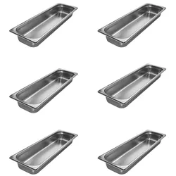 AcMax 6 Stück GN 2/4 Gastronormbehälter GN-Behälter Edelstahl Tiefe 65mm