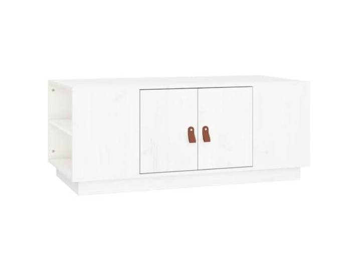 LASWWQMRF Couchtisch Massivholz Kiefer Weiß 100x50x41 cm Wohnzimmertisch Stilvoller Sofatisch mit Fach und Ablage für das Wohnzimmer, sorgt für Ordnung bei Büchern und Zeitungen.