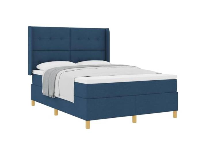 KKgypkn Boxspringbett Stoff Blau 140x190 cm mit Matratze und höhenverstellbarem Kopfteil, modernes Design mit goldenen Beinen