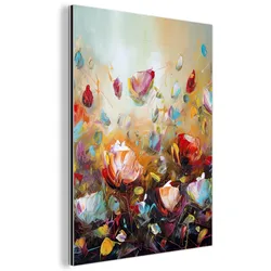 METALLBILD Blumen - Kunst - Natur - Ölgemälde 60x80 cm