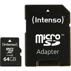 Intenso - Flash-Speicherkarte (microSDXC-an-SD-Adapter inbegriffen) - 64 GB - Cl...
