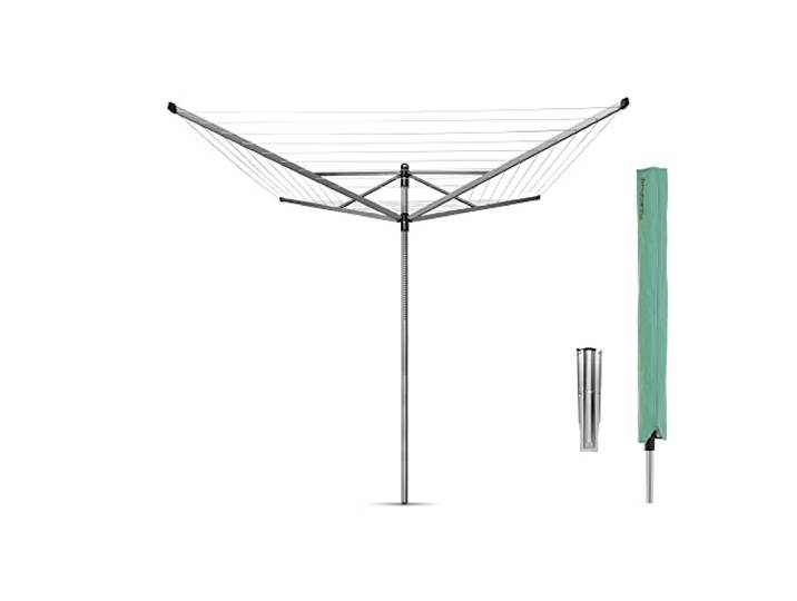 Brabantia - Lift-O-Matic drehbaren Wäschespinne - Reibungsloses Drehungen - UV-beständige Wäscheleine - Auch für Kleiderbügel - Metallic Grey - 295 cm