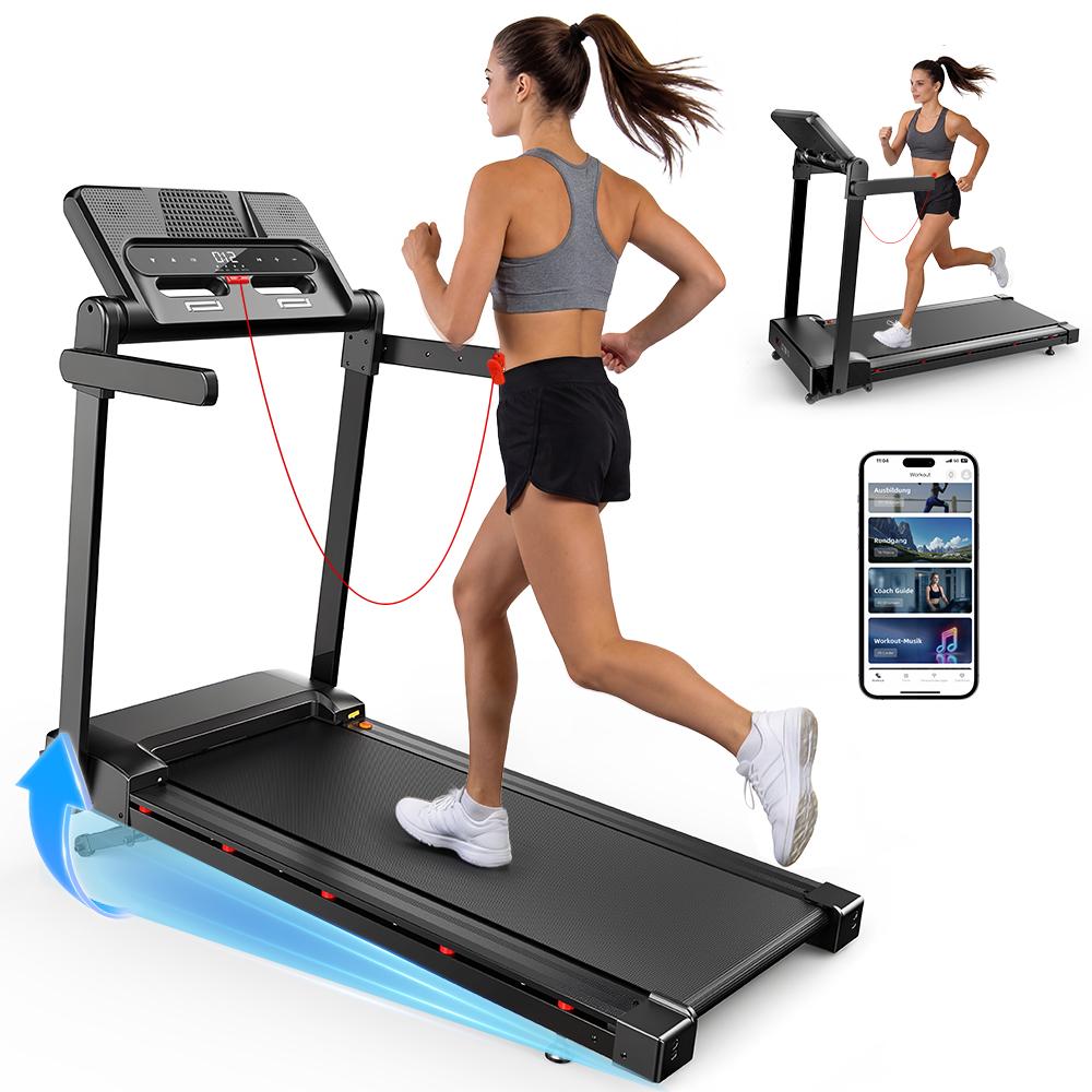 FT54 Intelligentes vollklappbares Heim-Laufband, 3,0 HP,Doppelsteuerung, geräuscharm, 1-12 km/h, 1000×400 mm Lauffläche, LED-Display, 120 kg Traglast