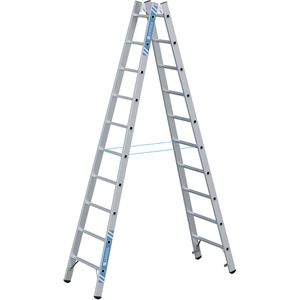 Zarges Stehleiter Coni B, 40313, beidseitig begehbar, aus Aluminium, bis 150kg, mit 2 x 10 Sprossen
