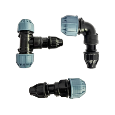 Verbinder PE-Rohr auf Tropfrohr - Gerade, Winkel, T-Stück - Klemmverschraubung x Lock-Verbinder (Verbinder PE-Rohr auf Tropfrohr: Verbinder Gerade 32 PE-Rohr x 16mm Tropfrohr) 1.28