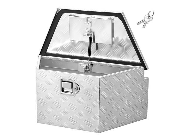 Boîte de rangement SucceBuy pour attelage de remorque 26x13x12/29x16.5x18/33x19x18/39x16.5x12 en aluminium avec serrure et clés pour benne de pick-up, camping-car, SUV