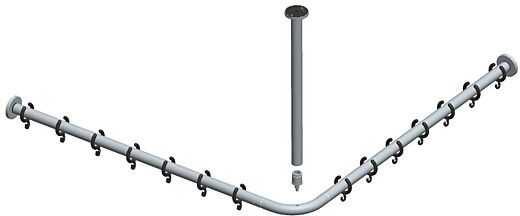 Keuco Brausevorhangstangen Set Plan 14936070800 für Dusche 80 x 80 cm, edelstahl/schwarzgrau