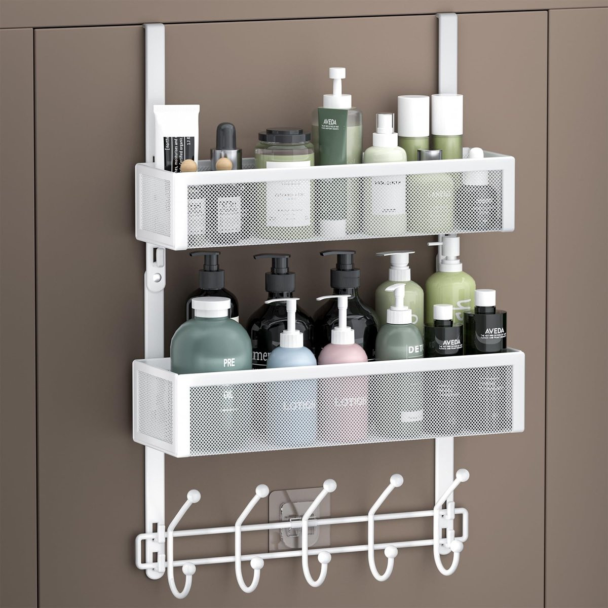 Omgoods Verstelbare Deurhaken Organizer met 2 Baskets en 10 Haken
