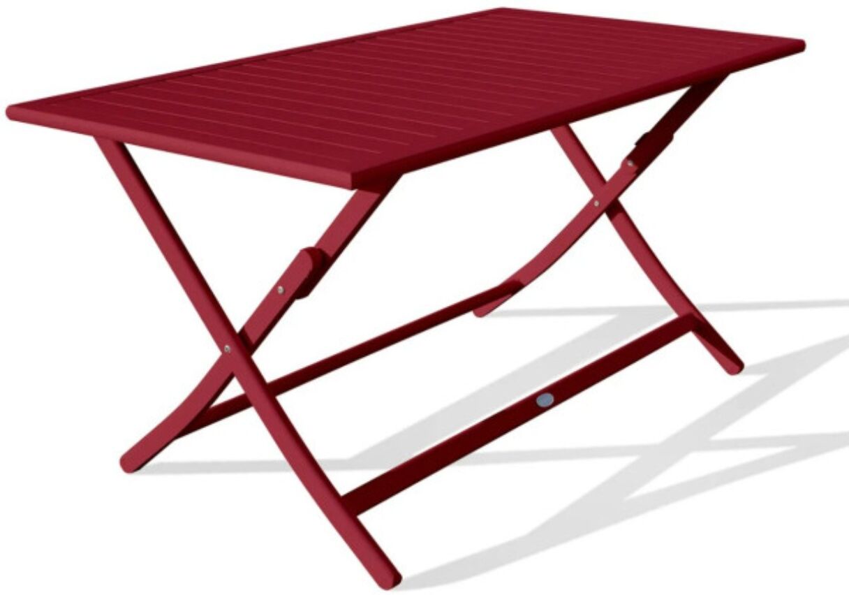 City Garden Table de jardin pliante MARIUS rectangulaire aluminium 140x80cm rouge Carmin DCB Garden