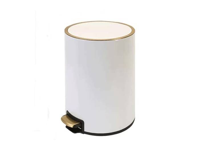 YUHANXINHESHE 8L/13L Haushalt Edelstahl Schlafzimmer Büro Papierkorb Stahl Pedal Mülleimer mit Abdeckung Mülleimer(White,13l)