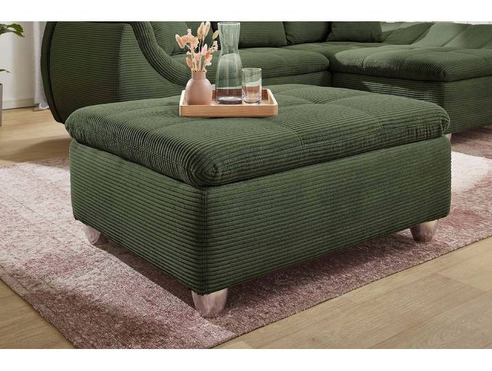 Hocker JOCKENHÖFER GRUPPE Genua, B: 103 cm , grün, B:103cm H:48cm T:82,5cm, Cord: 100% Polyester, Hocker, Hocker, individuell zu kombinieren