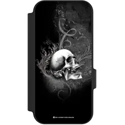 Nivocase Klapphülle für Google Pixel 11 Handyhülle aus Kunst Leder NIVOflip schwarz Gothic Schädel (Google Pixel 11), Smartphone Hülle, Schwarz