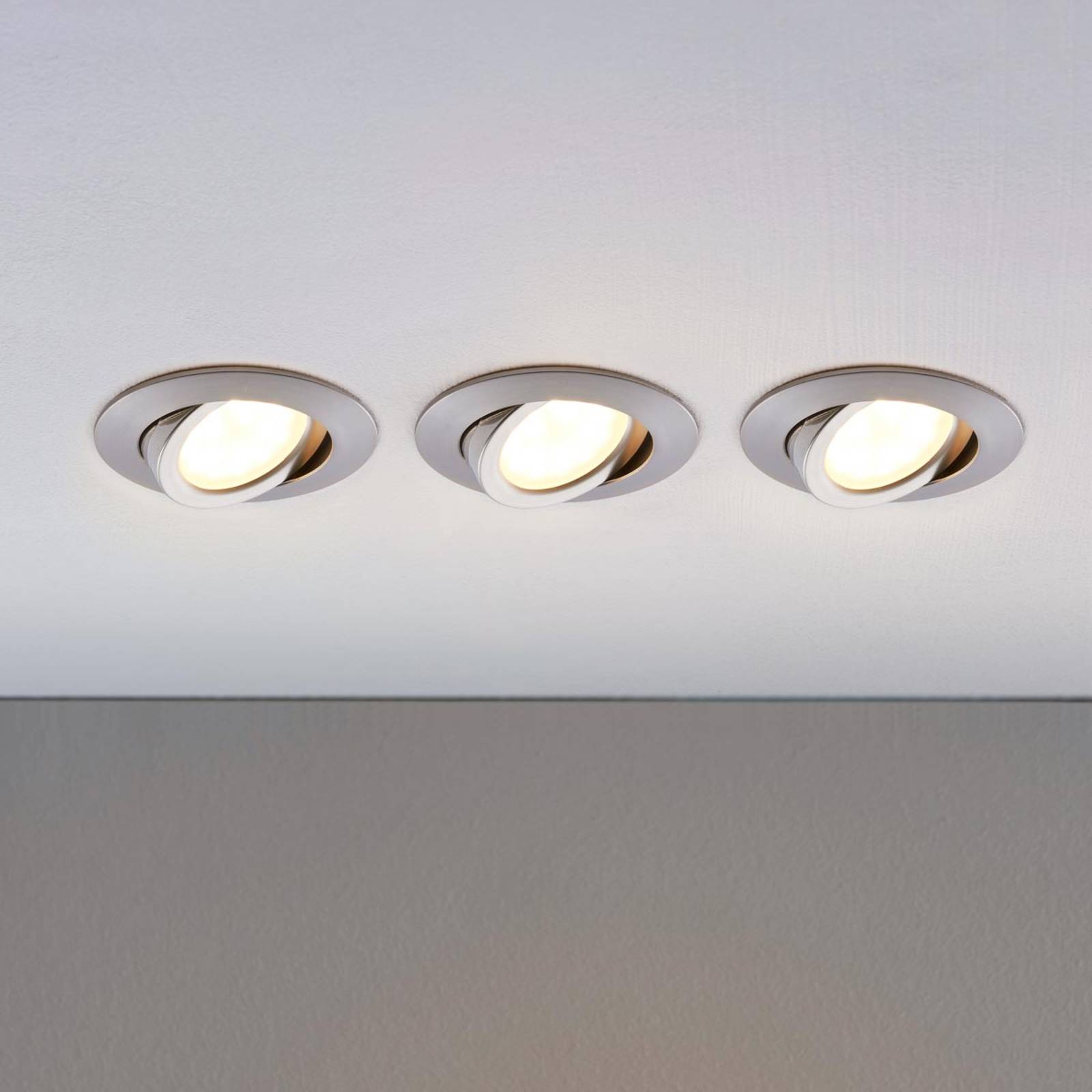 LED-Einbaustrahler Andrej, rund, alu, 3er-Set Andrej Lindby, alu / grau / zink, für Wohn- / Esszimmer, Kunststoff, Modern