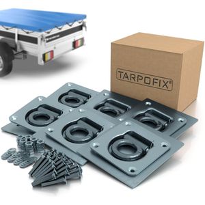Tarpofix Zurrösen für Transporter und Anhänger mit Gegenplatte, 800 kg Traglast, klappbar & versenkbar mit Zurrmulde, 6 Stück