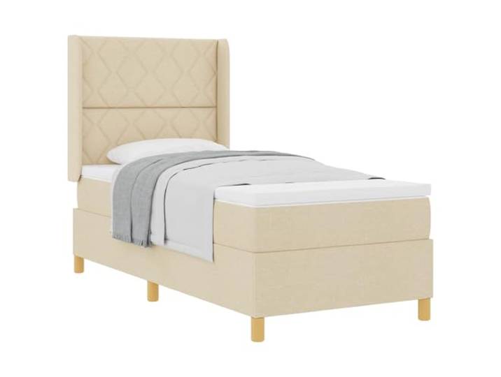 vidaXL Boxspringbett mit Kopfteil Creme 90 x 190 cm Stoff