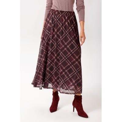 Maxirock ANISTON CASUAL, Damen, Gr. 36, rot (bordeaux, dunkelbordeaux, weinrot, malve, beige), Netz, Obermaterial: 95% Polyester, 5% Elasthan. Futter: 100% Polyester, kariert, figurumspielend knöchelfrei, Röcke Maxirock, im farbharmonischen...