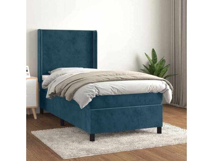RJPLMFV Bettgestell, Matratze, Velours, Dunkelblau, 80 x 200 cm Taschenfedern, mittelfest, verstellbarer Kopf, weicher Matratzenschoner