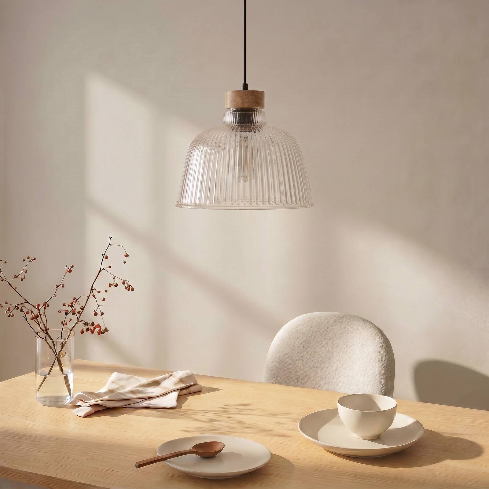 Hängelampe Asta Lamkur, dimmbar, klar / transparent, für Wohn- / Esszimmer, Glas, Pendelleuchte