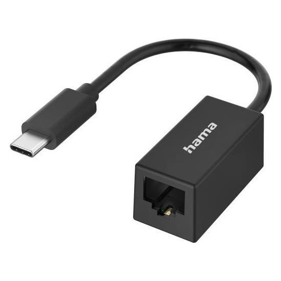 Hama Netzwerk-Adapter, USB-C-Stecker - LAN/Ethernet-Buchse, Gigabit Ethernet (USB-C, RJ45 (1x)) (00300023)