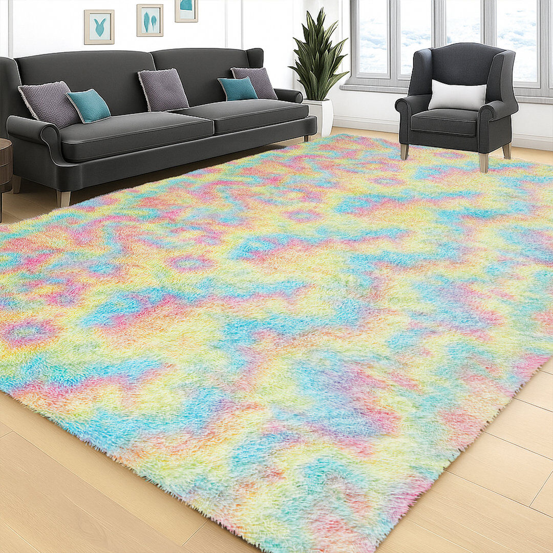 Metro Non-Slip Luxury Shaggy Multi-Shade Rug Rainbow Runner 80 x 300 cm