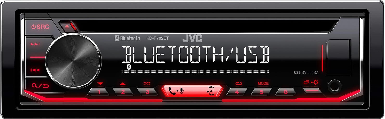 Kenwood CD Receiver met Bluetooth en USB-A, Zwart
