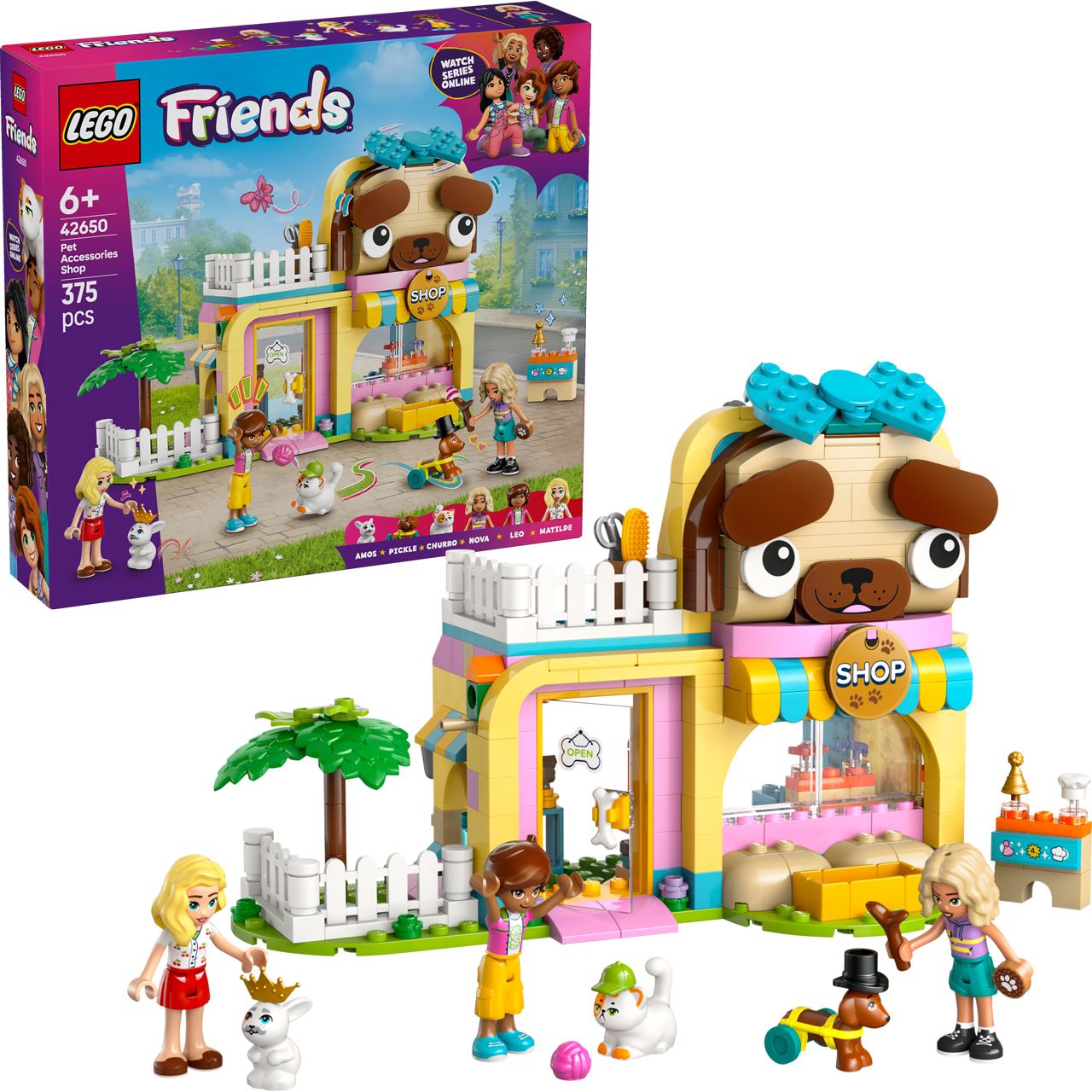 LEGO Friends 42650 Geschäft für Haustierzubehör, Bauset mit Tierfiguren