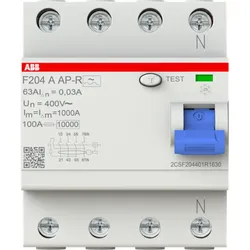 ABB F204 A-63/0.03 AP-R FI-Schutzschalter 4P, Typ A, 63A, 30mA, kurzzeitverzögert