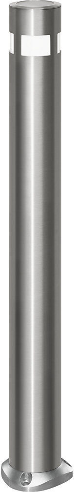 kaiserkraft Edelstahl-Sperrpfosten, Ø 102 mm, mit Solar-Leuchtkopf, zum Aufdübeln, selbstaufrichtend