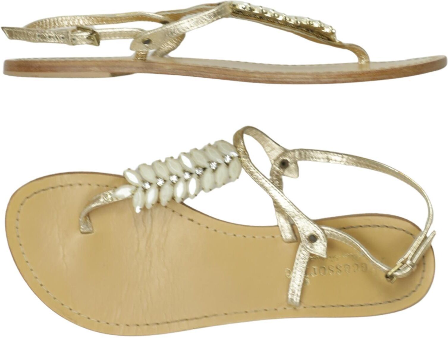 accessorize Damen Sandalen, Gold, Gr. EU 37, kein / Etikett - Second Hand