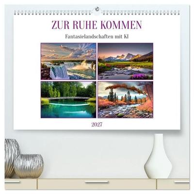 Zur Ruhe kommen Fantasiereisen mit KI (hochwertiger Premium Wandkalender 2027 DIN A2 quer), Kunstdruck in Hochglanz