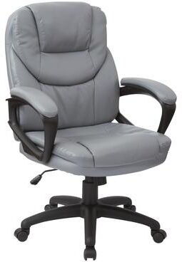 Office Star Products OSP Faux Leather Office Chair with Lumbar Support and Padded Arms