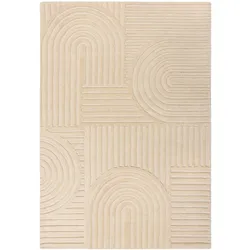 WOLLTEPPICH LEVEN, geometrisch, aus Wolle, Natur, 200 x 290 cm