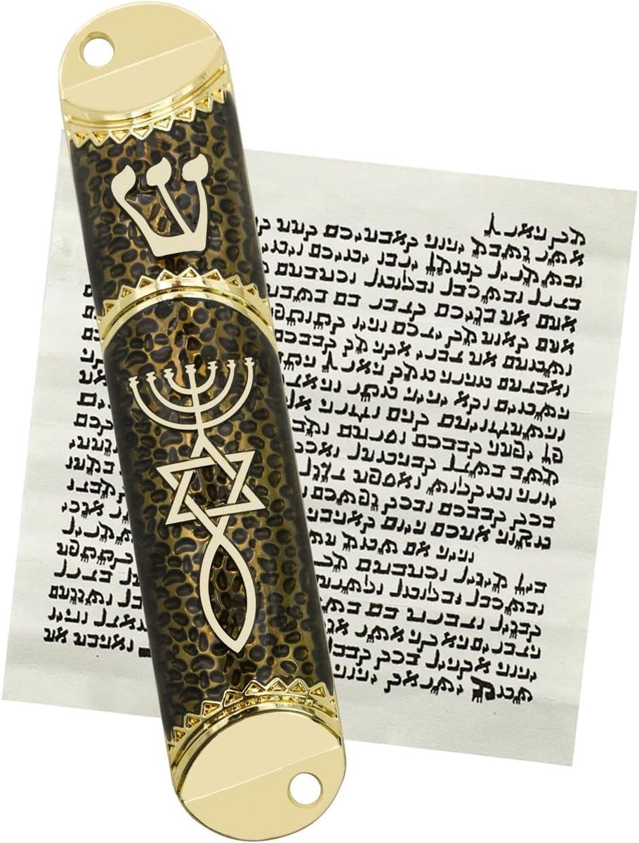 Stijlvolle metalen Mezuzah met rol voor de deur, Joodse zegening en decoratie