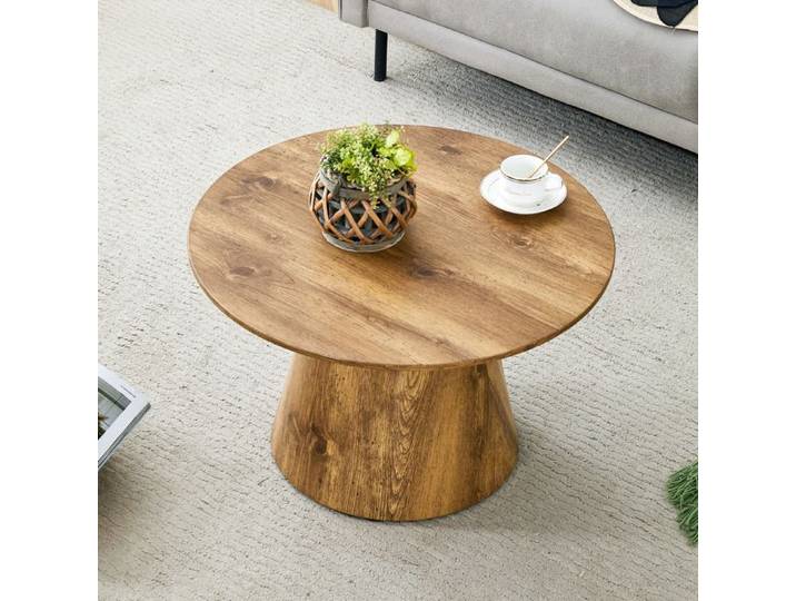Table basse ronde aspect bois - TCQPZ - MDF marron montage facile charge 120 kg 60 × 60 × 35 cm