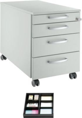 Schäfer Shop Select Rollcontainer 1233, Lichtgrau/Lichtgrau, inkl. Trennstegen für Schubladen