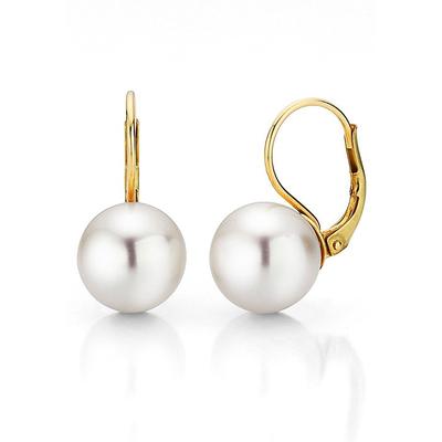 Paar Ohrhänger FIRETTI "Schmuck Geschenk Gold 375 Ohrschmuck Patentbrisur Perle" Gr. 8, gold (gelbgoldfarben, weiß), Ohrringe, Damen, 8, Gelbgold 375 Perlen, Gelbgold 375, Perlen, Made in Germany - mit Süßwasserzuchtperle