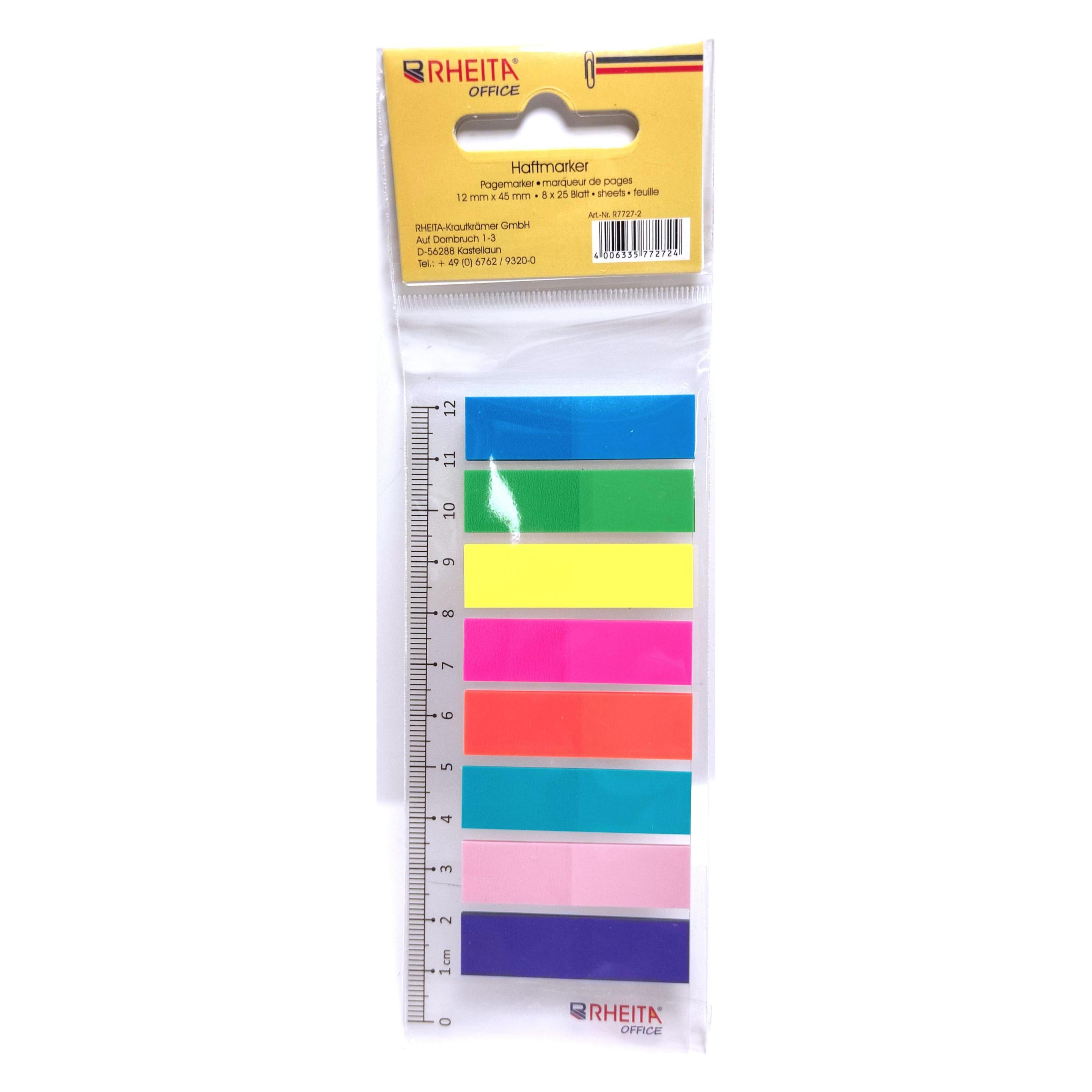 Rheita Index-Streifen auf Lineal 8x25Blatt sort (12 x 45 mm) (R7727-2)