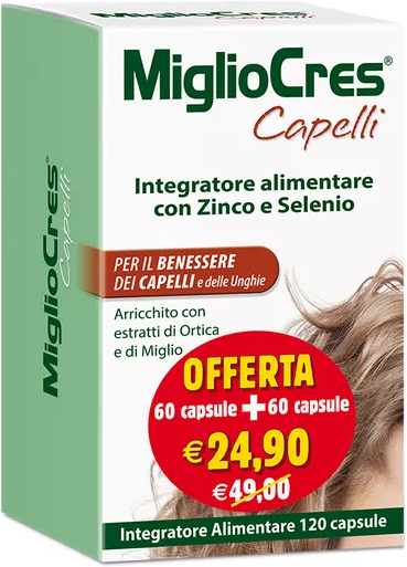 F&F Srl MiglioCres Capelli Anticaduta per Capelli, 60 + 60 Capsule