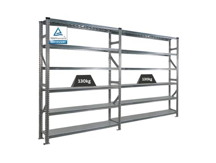 PROREGAL Fachbodenregal Stecksystem Proximo Komplettregal HxBxT 210x300x40cm 6 Ebenen Fachlast 130 kg Beidseitig nutzbar Verzinkt Lagerregal, Steckregal, Metallregal