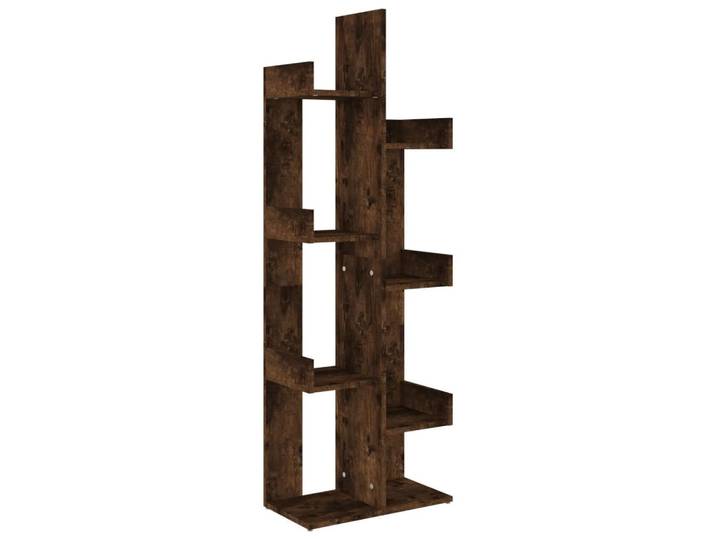 vidaXL Bücherregal Baumform 48/25,5/140 cm aus Holzwerkstoff Räuchereiche Dekor, Dunkelbraun, Strukturbuche, Rechteckig, 48x140x25.5 cm, Wohnzimmer, Regale, Bücherregale