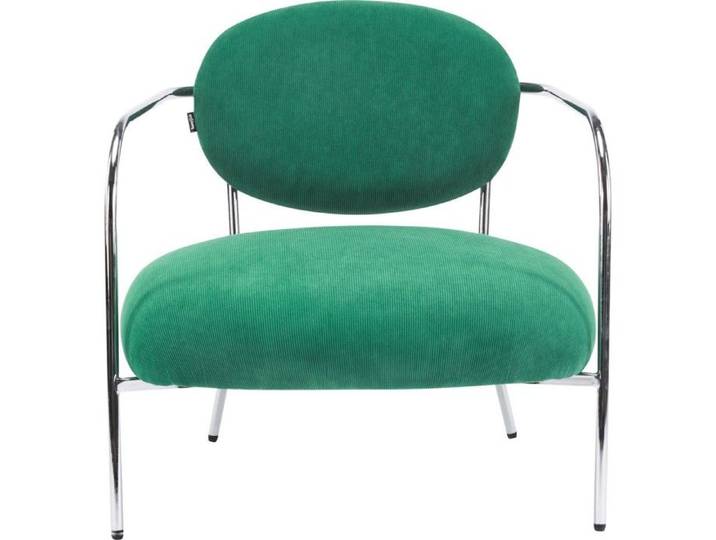 Fauteuil en velours côtelé vert électrique et piètement chromé - Léon