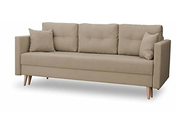 bonni Schlafsofa Lahti, Sofa mit Bettkasten und Schlaffunktionn, Klappsofa, Schlafcouch, Bettsofa, Couch vom Hersteller,Couch, Couchgarnitur, Sofagarnitur (Sand)