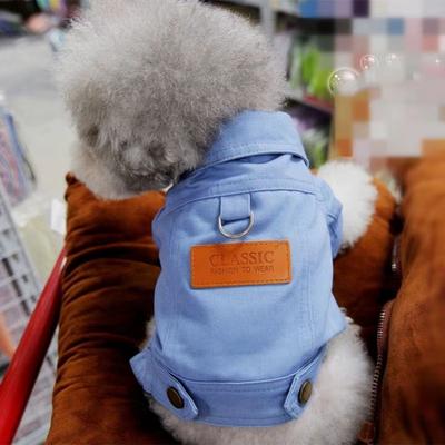 Inspired Finds DenimWalk Dog Denim Overall With D Ring Stylish Leash Ready Jacket For Small & Medium Dogs blue s