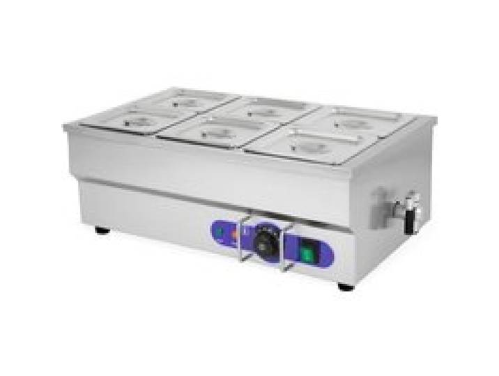 Bain Marie professionnel Vertes FD5-BM-5 avec 6x conteneur GN 1/6 en acier inoxydable et robinet de vidange