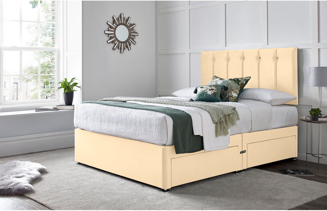 Wayfair Sleep Monatuk Divan Bed with 24" Headboard on Struts Cream King (5')
