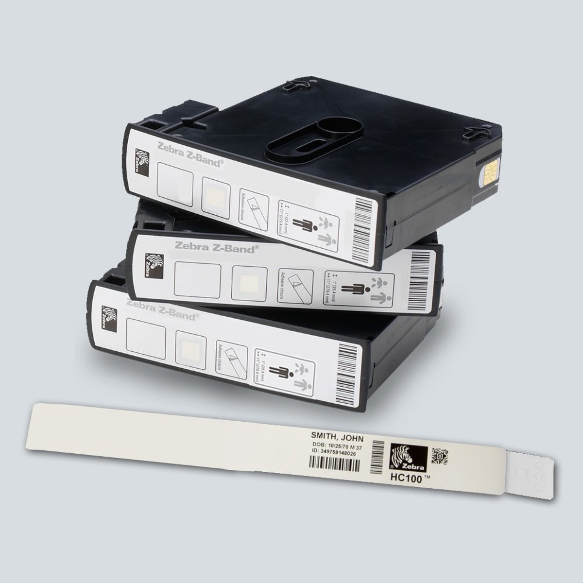 Zebra Z-Band Direct printeretiketten, wit, adult