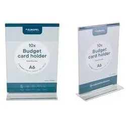 Europel, Prospektständer, Tischaufsteller Budget, DIN A6 hoch, gerade aus klarem, robusten Acryl, für einseitige Präsentation (A6)