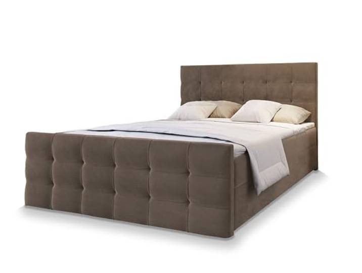 Masseno Boxspringbett Amon 200x200 cm Komplett-Set mit Matratze und Topper, Polsterbett mit Zwei Bettkästen -Braun, Cosmic 800