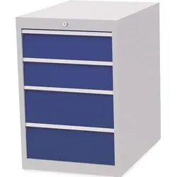 Schubladenschrank H819xB555xT736mm lichtgrau/blau 4 Schubl.